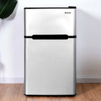 3.2 Cu.Ft 2-Door Compact Refrigerator Mini Freezer Cooler Fridge with Reversible Stainless Steel Door