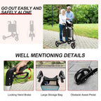 3-Wheel Folding Rollator Walker with Shopping Bag, Lightweight Aluminum Mobility Walking Aid