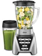 Oster Blender | Pro 1200 with Glass Jar, 24-Ounce Smoothie Cup, Brushed Nickel