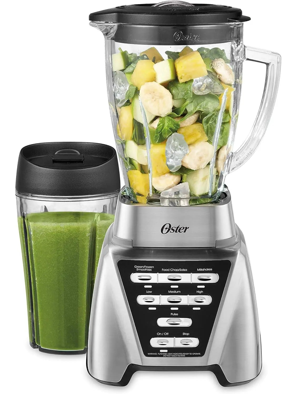 Oster Blender | Pro 1200 with Glass Jar, 24-Ounce Smoothie Cup, Brushed Nickel