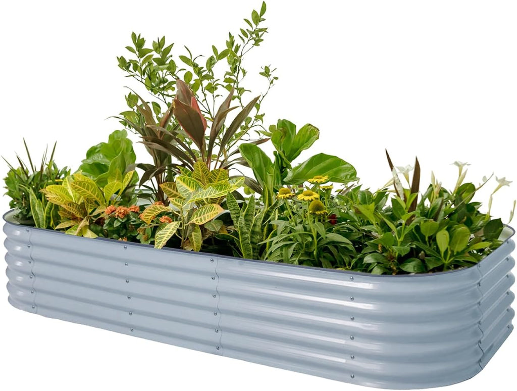 Garden Raised Garden Bed Kit, 11" Tall 10 in 1 Modular Raised Garden Beds Kit, Metal Planter Box for Vegetables, Flowers, Herbs, Morden Gray