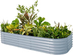 Garden Raised Garden Bed Kit, 11" Tall 10 in 1 Modular Raised Garden Beds Kit, Metal Planter Box for Vegetables, Flowers, Herbs, Morden Gray