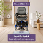 EQUIPMED Heavy Duty Electric Wheelchair, Up to 20km Range, Ultra-Comfortable, Great Turning Circle, Safe Stable Non-Slip Anti-Roll Back Power Chair, Blue