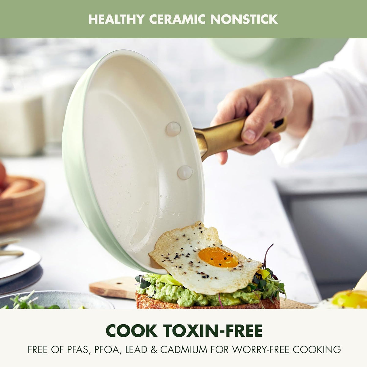 Reserve Hard Anodized Healthy Ceramic Nonstick 10 Piece Cookware Pots and Pans Set, Gold Handle, PFAS-Free, Dishwasher Safe, Oven Safe, Black