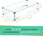 Holy Fire 35.5" L x 15.5" x 6" Rectangle Fire Pit Glass Wind Guard Clear Tempered Glass Flame Protective Pane Wind Resistant - Fits 30��x10 Fire Pit Burner Pan