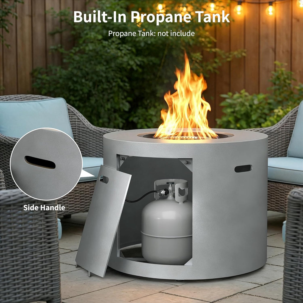 HOTEAGLE 32" Propane Fire Pit Table Round, 50000 BTU Powerful Gas Firepit Table, CSA Certified, Ideal Outdoor Fire Pit for Dining, Party in Patio, Garden, Yard