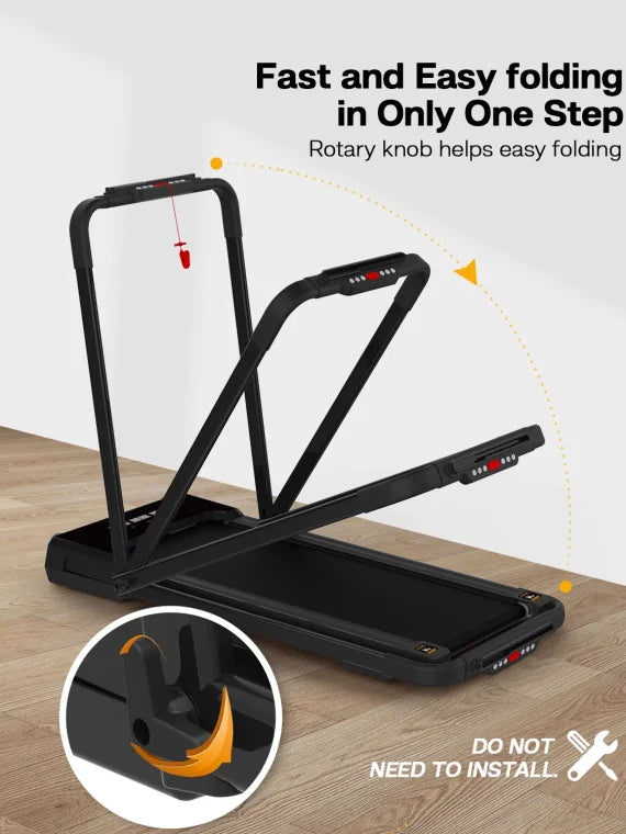 FYC 3.5HP Under Desk Treadmill �?300LBS Weight Capacity, 2-in-1 Foldable Design, Remote Control & LED Display �?Compact Electric Walking and Running Machine for Walking, Running, Jogging (Black)