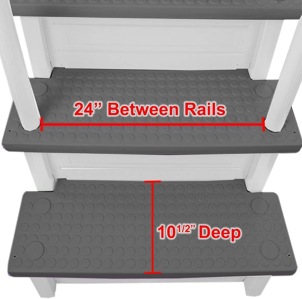 Select Anti-Slip in-Pool Steps | Gray | for Above Ground Swimming Pools | Can Mount to Decks 48" to 54" H | Safety Stairs Capacity Up to 300 lbs