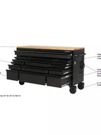 Heavy Duty 61 in. W x 23 in. D 15-Drawer Mobile Workbench with Solid Wood Top