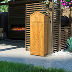 71" Tall Waterproof Wooden Outdoor Shed Garden Tool Storage Cabinet with Lockable Doors & Foldable Table