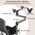 360�� Swivel Hunting Chair with Adjustable Equipment Rest & Armrests, Folding All-Terrain Deer Blind Chair for Outdoor Camping, 330LBS Capacity