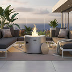 32 Inch Round Propane Fire Pit Table �C 50,000 BTU Outdoor Gas Fire Table for Patio, Deck, Backyard, CSA Certified, Alloy Steel with Waterproof Cover, Lava Rocks & Lid, Gray