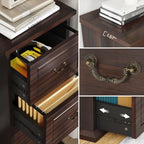Tribesigns 4-Drawer File Cabinet, Vertical Wood Filing Cabinet for A4/Letter/Legal Size, Tall File Storage Printer Stand with Hanging Rails for Home Office, Classic Dark Walnut Finish