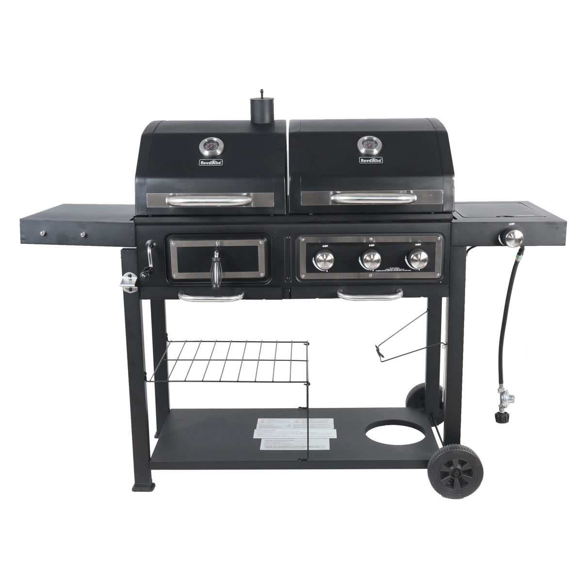 Dual Fuel Gas & Charcoal Combo Grill, Black with Stainless