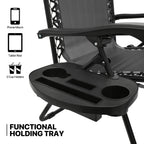 MoNiBloom Zero Gravity Chairs Set of 2, Folding Outdoor Patio Beach Recliner with Canopy Shade & Headrest, Black