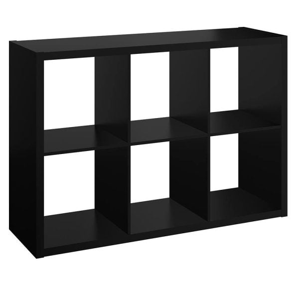 4582 30 in. H x 43.82 in. W x 13.50 in. D Black Wood Large 6- Cube Organizer