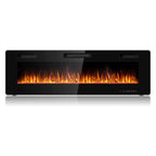 60" Ultra-Thin Electric Fireplace Insert, 1500W Recessed & Wall-mounted Fireplace Heater with 12 Flame Colors