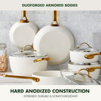 Reserve Hard Anodized Healthy Ceramic Nonstick 10 Piece Cookware Pots and Pans Set, Gold Handle, PFAS-Free, Dishwasher Safe, Oven Safe, Black