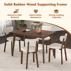 5-Piece Dining Table Set for 4 with Rubber Wood Frame and Padded Set