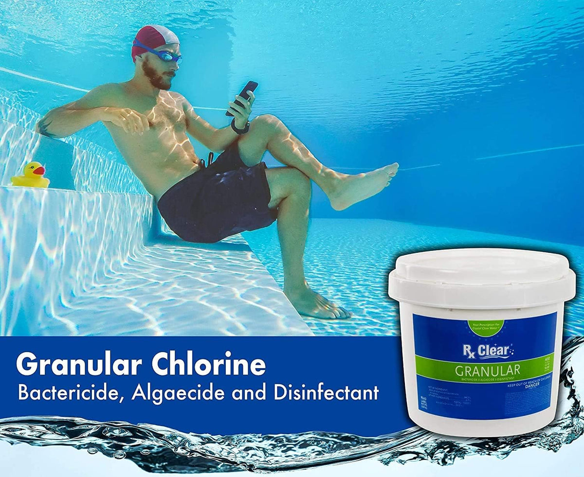 Clear Stabilized Granular Chlorine | One 50-Pound Bucket | Use As Bactericide, Algaecide, and Disinfectant in Swimming Pools and Spas | Fast Dissolving and UV Protected