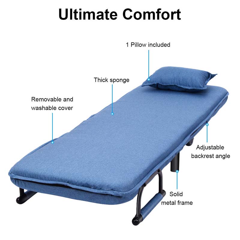 26.5" Convertible Sofa Bed Folding Arm Chair Sleeper Leisure Recliner Lounge Couch