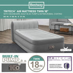 Bestway® Headboard Tritech Airbed Twin 18" with built-in AC pump
