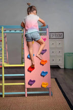 Avenlur Magnolia Indoor Playground 6-in-1 Jungle Gym Montessori Waldorf Style Wooden Climber Playset Slide, Rock Climbing Wall, Rope Wall Climber, Monkey Bars, Swing for Toddlers, Children Kids 2-8yrs