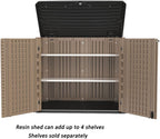 Horizontal Resin Storage Shed  34 Horizontal Cu.ft Outdoor Storage Cabinet Waterproof for Garden/Backyard/Home/Pool  Lockable(34 Cu.ft-Brown)