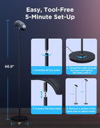 Govee Torchiere Floor Lamp with Matter, Alexa Compatible, RGBIC Warm Cool White Standing Lamp with 77 Scene Modes, Music Sync, 67" Modern Floor Lamps for Living Room Bedroom, Black, 172 ft2 Light Area