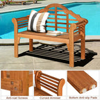 4 Ft Folding Outdoor Bench For Park Garden 2 Person Eucalyptus Wood Bench Loveseat Chair - Comfortable And Ergonomic Design