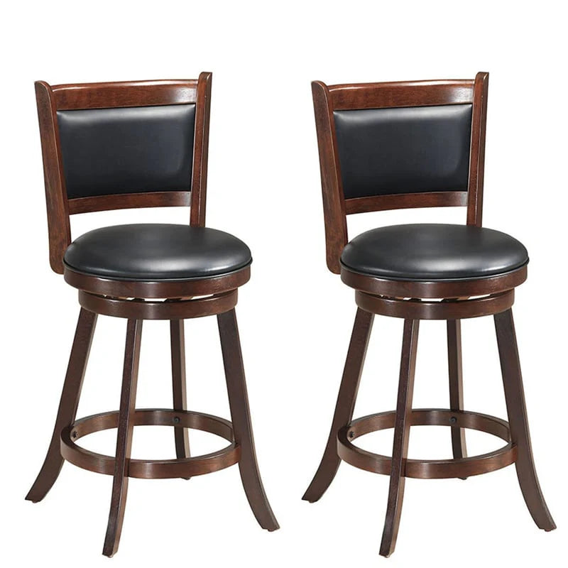 2-Pack 24" Wooden Counter Stools, 360° Swivel Bar Stools with Backs, Counter Height Stool, Upholstered Bar Chairs Dining Chairs