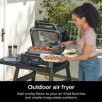 Ninja | Grill & Smoker | Outdoor Woodfire Pro XL | 4 in 1 Grill  BBQ Smoker  Air Fryer & Bake | Portable | Includes Built in Thermometer & 2 Woodfire Pellet Packs | Dark Grey | OG850