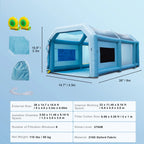 BENTISM Inflatable Paint Booth 26x15x11ft Inflatable Spray Booth Car Paint Tent with 750W+950W Filter System Blower