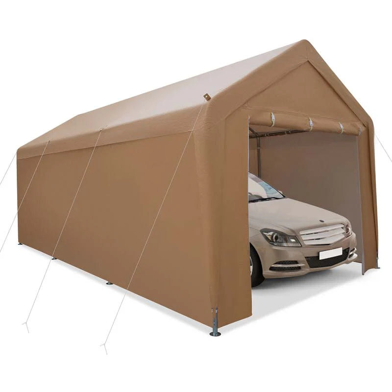 10 x 20 FT Heavy-Duty Carport Portable Garage Tent with Steel Frame & Sidewalls, Outdoor Car Canopy Shelter for Truck SUV Boat