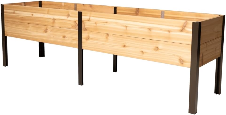 Gardener's Supply Company Elevated Cedar Raised Garden Bed | 2' x 8' Heavy Duty Standing Planter Box with Aluminum Corners for Outdoor Plants Vegetables Flowers | Perfect for Patio & Backyard