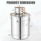 5/10 Gal 2 Pots Alcohol Still Home Brewing Kit, 40L Stainless Steel Water Alcohol Distiller, Wine Making Kit for Whiskey Brandy Beer