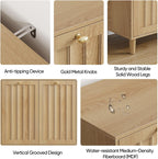 Oak Sloping Laundry Hamper Cabinet with 2 Removable Liners, Freestanding MDF Tilt-Out Storage Cabinet with Anti-Tipping Kit, Concealed Bathroom & Laundry Room Organizer, 27.8" H x 27.4" L x 13.8" D