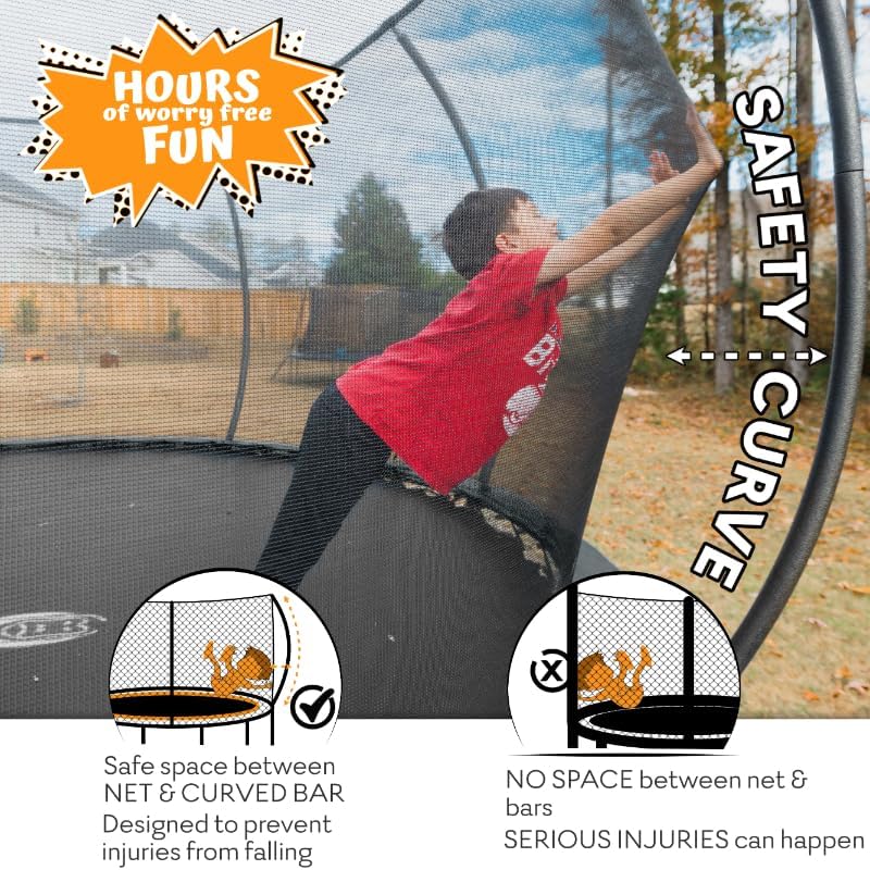 JUMPZYLLA Trampoline 8FT 10FT 12FT 14FT 15FT 16FT Trampoline with Enclosure - Recreational Trampolines with Ladder and AntiRust Coating, ASTM Approval Outdoor Trampoline for Kids