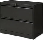 SIMPLI-Magic 2-Drawer File Cabinet with Lock - Metal Filing Cabinet for Home Office, Letter/Legal/F4/A4 Hanging Files, Compact Space-Saving Design, Black
