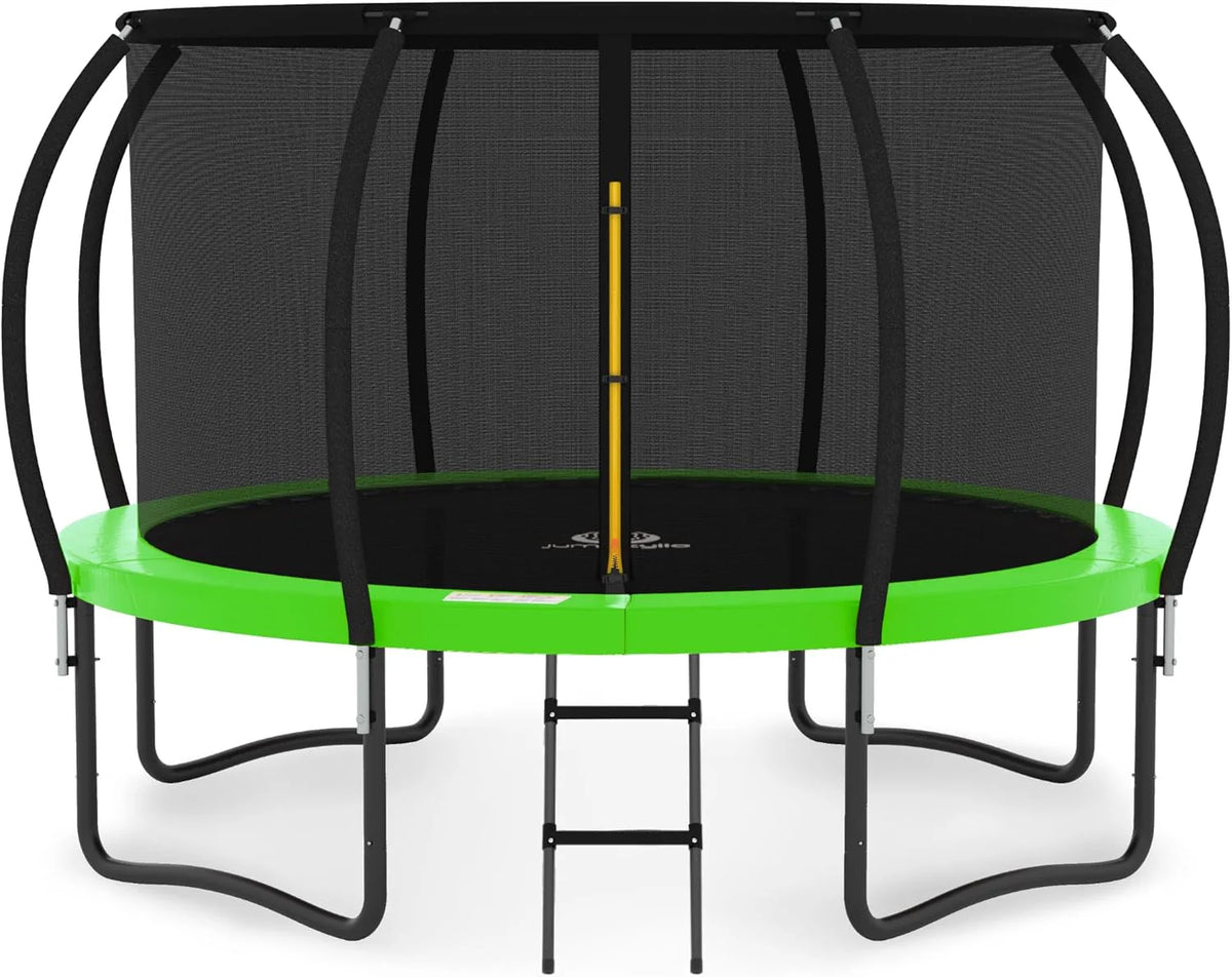 JUMPZYLLA Trampoline 8FT 10FT 12FT 14FT 15FT 16FT Trampoline with Enclosure - Recreational Trampolines with Ladder and AntiRust Coating, ASTM Approval Outdoor Trampoline for Kids