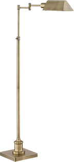 Regency Hill Jenson Traditional Farmhouse Metal Adjustable Pharmacy Floor Lamp Swing Arm 54" Tall Aged Brass Metal Shade Standing Pole Light for Living Room Reading House Bedroom Home Office
