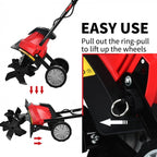 Corded Electric Tiller and Cultivator 9-Inch Tilling Depth