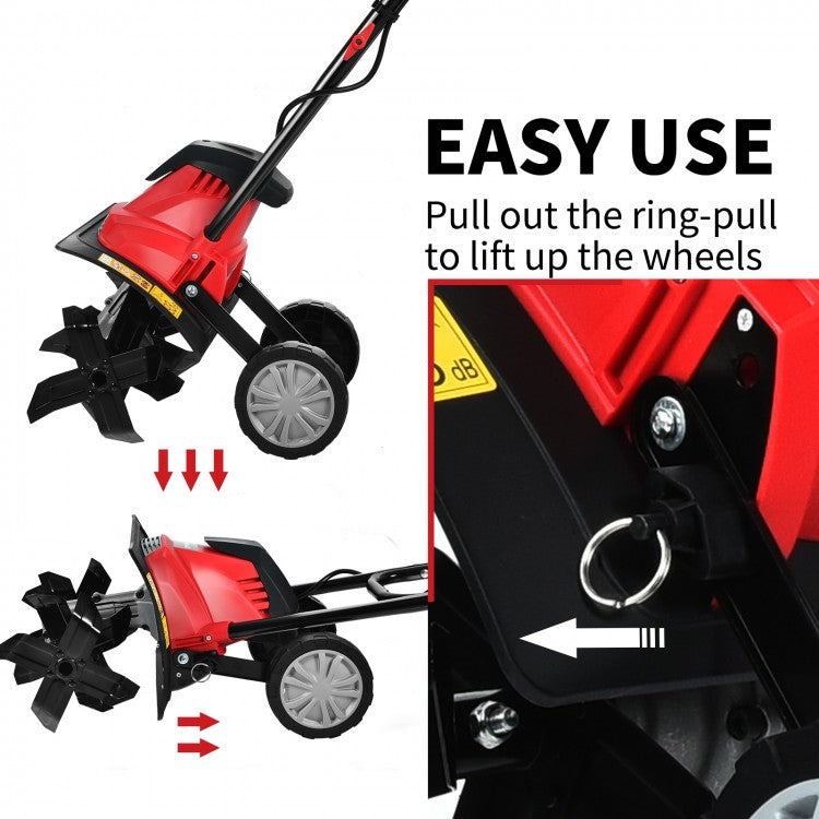Corded Electric Tiller and Cultivator 9-Inch Tilling Depth