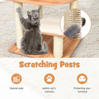 69" Tall Cat Activity Tree Wood Multi-Layer Large Cat Tower Condo with Scratch Resistant Rope & Plush Cushions