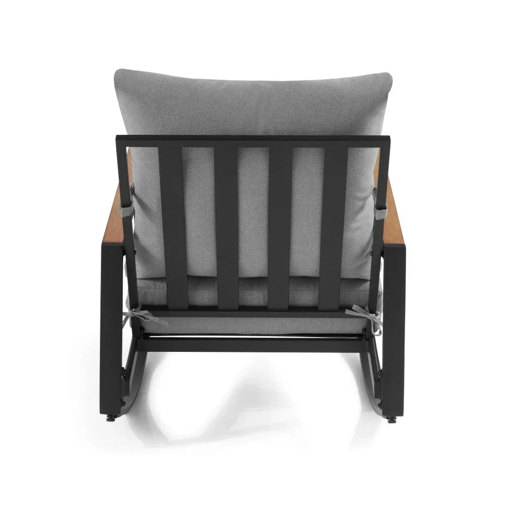 Better Homes & Gardens Marlow Outdoor 2pk Patio Rocking Chairs,Black Frame/Gray Cushion