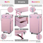 Byootique Portable Nail Desk & Makeup Station with Mirror, 4 Drawers, Bluetooth, USB, Pink