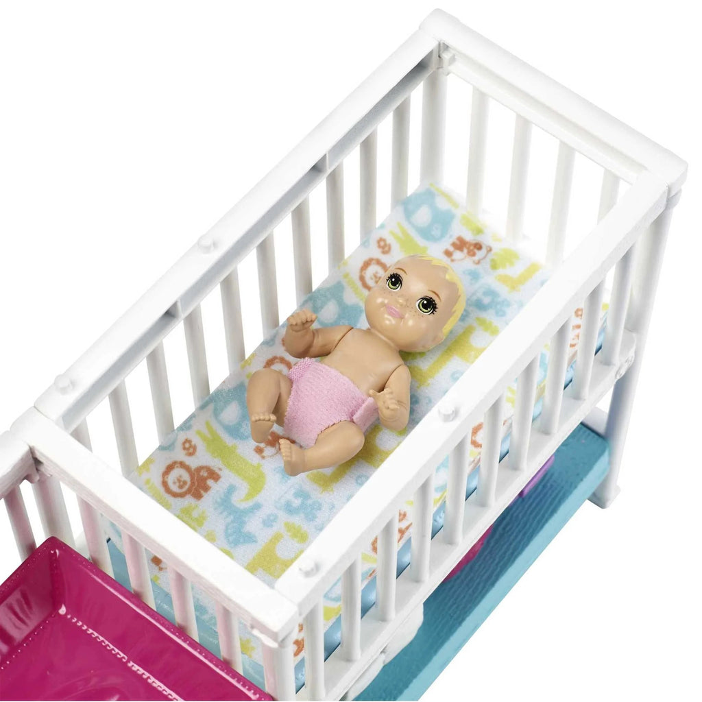 Barbie Skipper Babysitters Inc Nap n Nurture Nursery Playset with Brunette Doll, Baby & Accessories