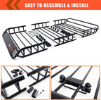 Folding hitch mounted cargo basket 60" With hook stabilizer, net and straps