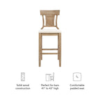 Linon Rylan 30" Bar Stool, Rustic Brown Finish with Beige Fabric