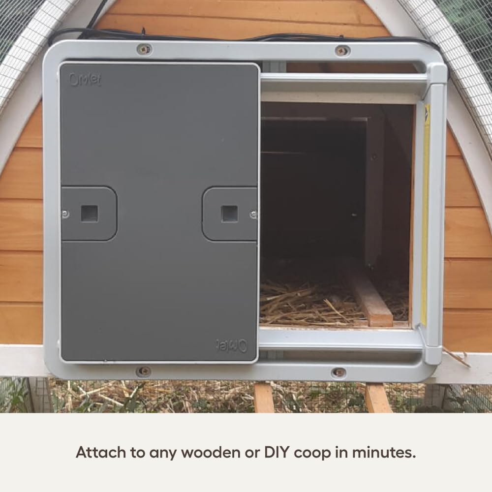 Omlet Smart Automatic Chicken Coop Door Opener | Wi-Fi Enabled | Programmable with App | Operated by Light Sensor or Timer | Easy to Install | Mains or Battery Powered | Built-in Safety Sensors Grey